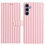 For Samsung Galaxy S26 FE Wallet Case Vintage Stripes Leather Stand Flip Phone Cover with Wrist Strap