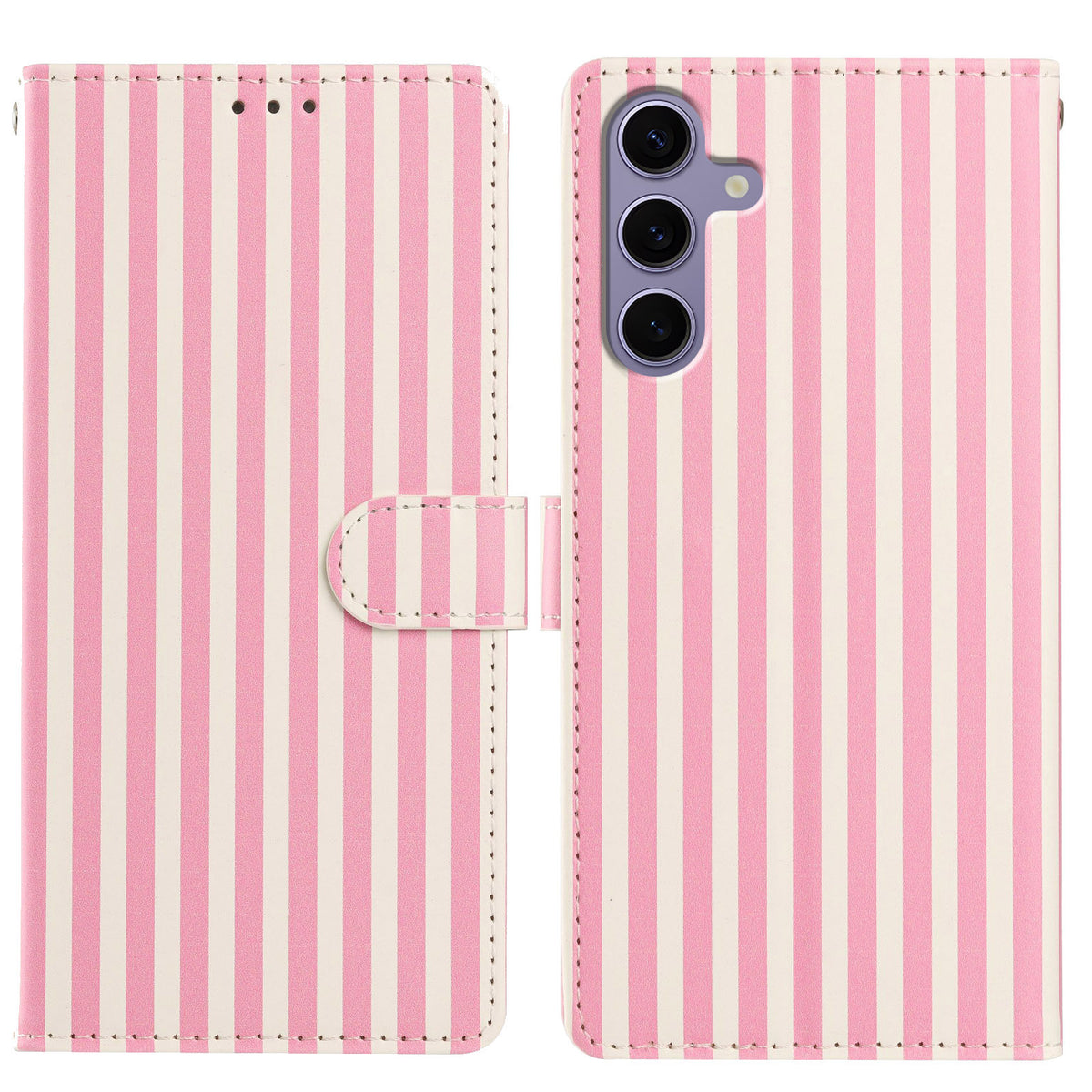 For Samsung Galaxy S26 FE Wallet Case Vintage Stripes Leather Stand Flip Phone Cover with Wrist Strap