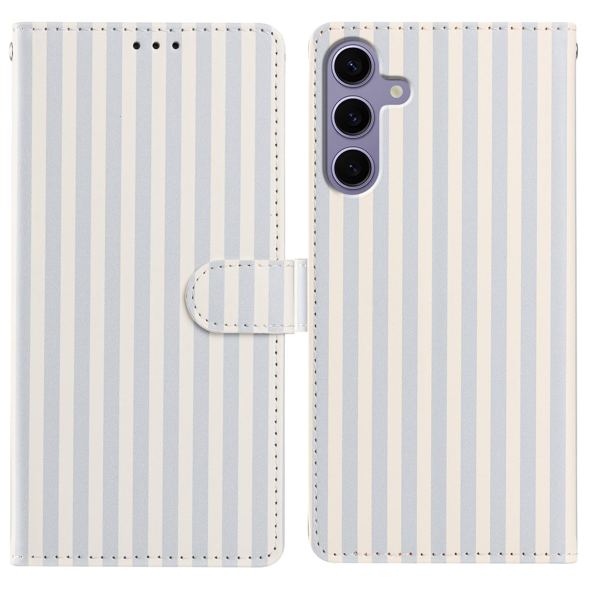 For Samsung Galaxy S26 FE Wallet Case Vintage Stripes Leather Stand Flip Phone Cover with Wrist Strap