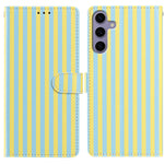 For Samsung Galaxy S26 FE Wallet Case Vintage Stripes Leather Stand Flip Phone Cover with Wrist Strap