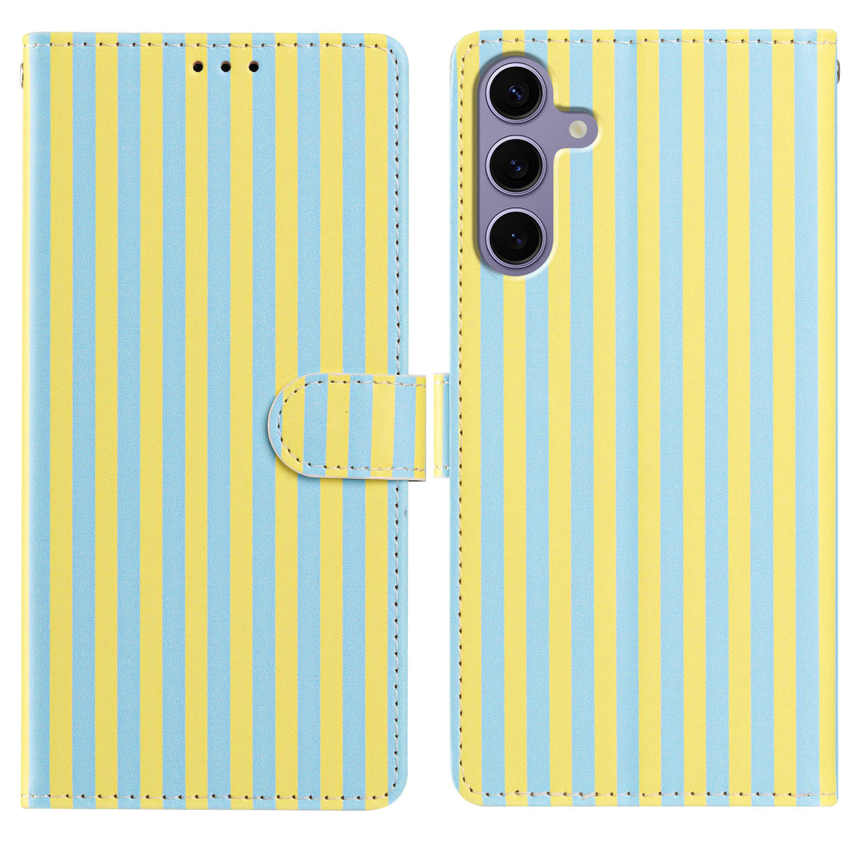 For Samsung Galaxy S26 FE Wallet Case Vintage Stripes Leather Stand Flip Phone Cover with Wrist Strap