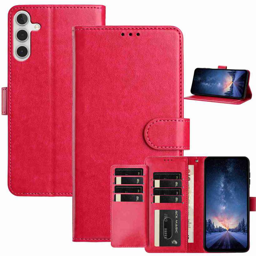 For Samsung Galaxy S26 FE Wallet Phone Case Stand PU Leather Folio Flip Cover with 8 Card Slot