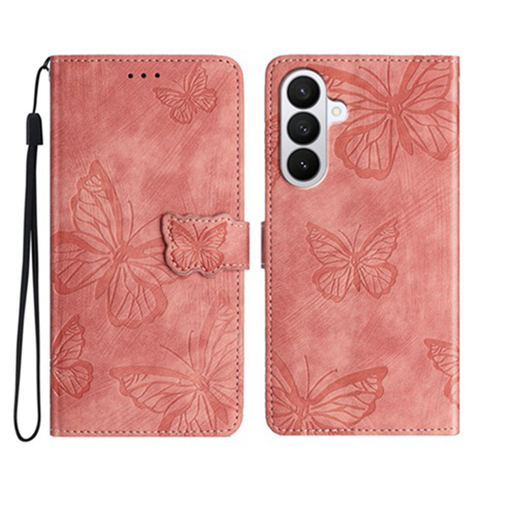 Til Samsung Galaxy S26 FE Cover Sommerfugledesign Flip Wallet Læder Telefoncover Skin-Touch