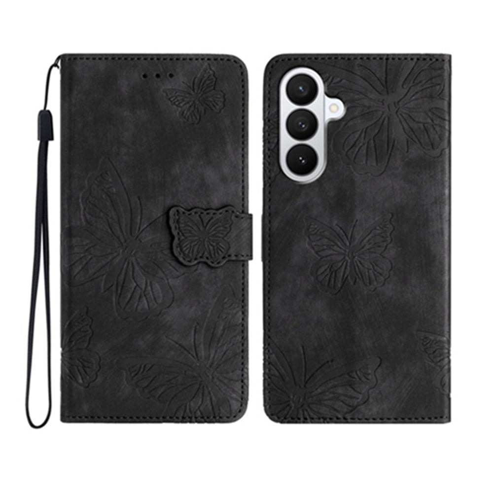 Til Samsung Galaxy S26 FE Cover Sommerfugledesign Flip Wallet Læder Telefoncover Skin-Touch