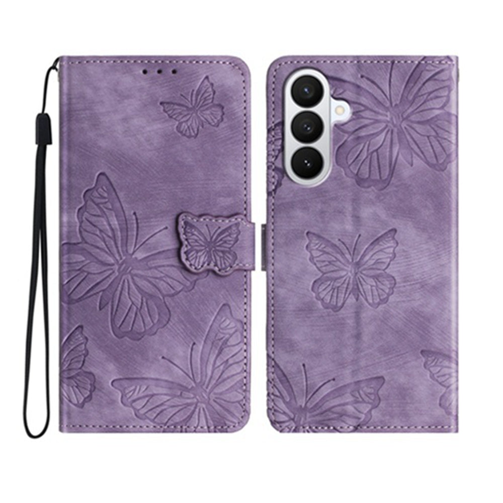 Samsung Galaxy S26 FE-skal med fjärilsdesign, vikbart läderfodral med beröringsskydd