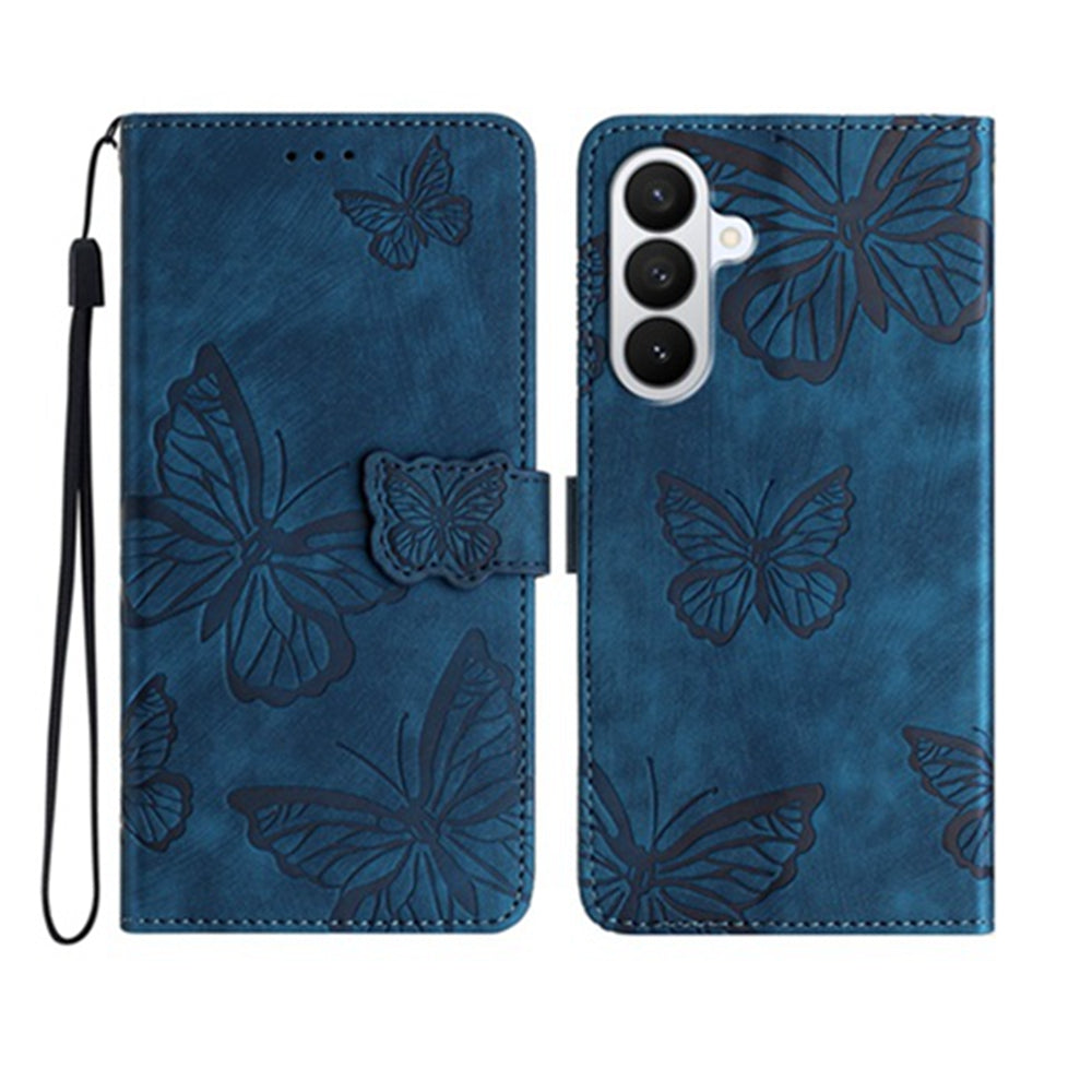 Til Samsung Galaxy S26 FE Cover Sommerfugledesign Flip Wallet Læder Telefoncover Skin-Touch