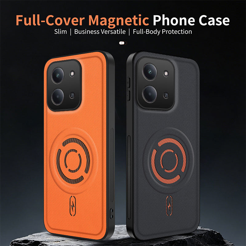 WANLONFENG magnetisk KJB-serieetui til Xiaomi Poco C85 4G (171 mm) / Xiaomi Redmi 15C 4G (Global) (171 mm), stødsikkert mobilcover i PC+TPU med tekstilstruktur