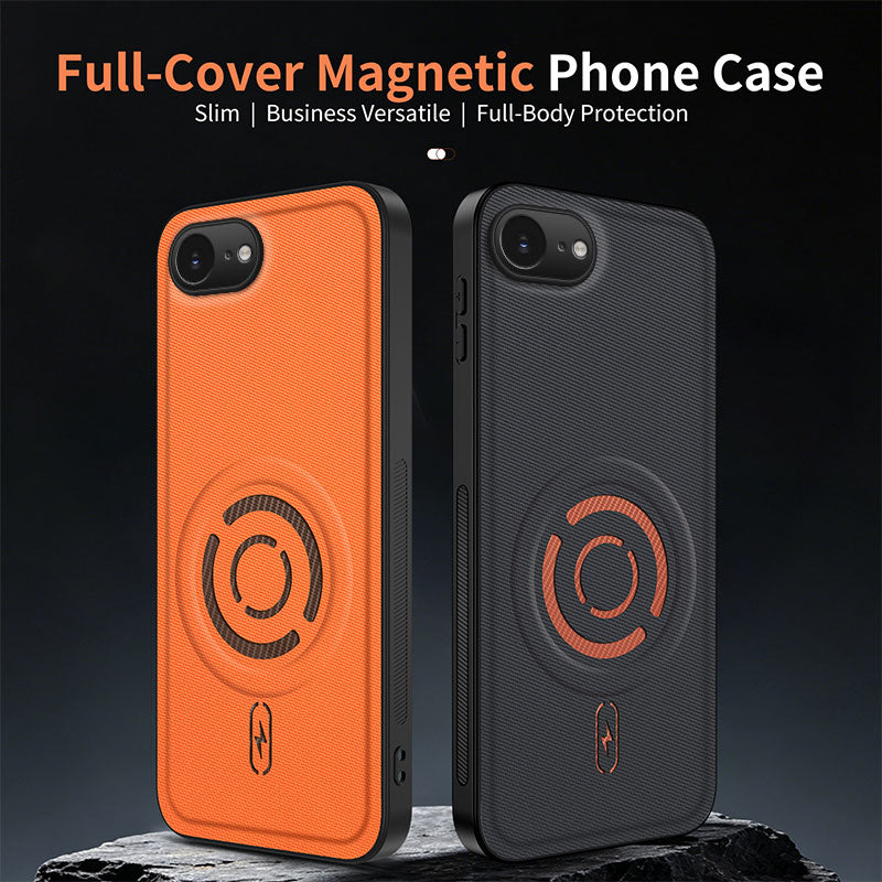 WANLONFENG for iPhone 16e / iPhone 17e KJB Series Magnetic Case Tech Fabric Texture PC+TPU Shockproof Phone Cover