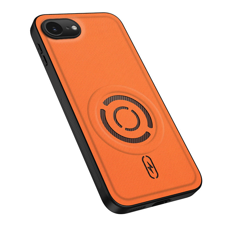 WANLONFENG for iPhone 16e / iPhone 17e KJB Series Magnetic Case Tech Fabric Texture PC+TPU Shockproof Phone Cover