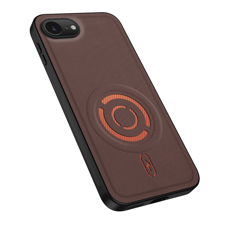 WANLONFENG for iPhone 16e / iPhone 17e KJB Series Magnetic Case Tech Fabric Texture PC+TPU Shockproof Phone Cover