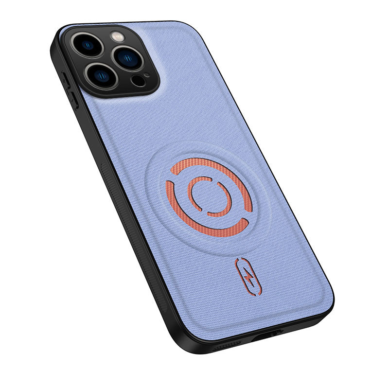 WANLONFENG for iPhone 16 Pro KJB Series Magnetic Case Tech Fabric Texture PC+TPU Shockproof Phone Cover
