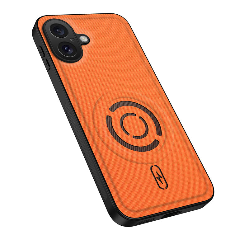 WANLONFENG for iPhone 16 KJB Series Magnetic Case Tech Fabric Texture PC+TPU Shockproof Phone Cover