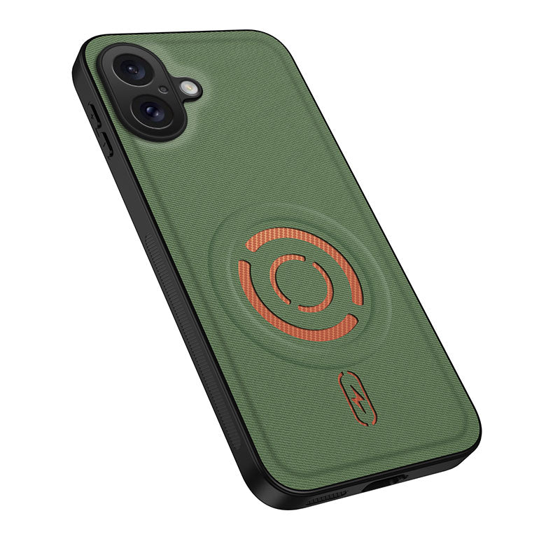 WANLONFENG for iPhone 16 KJB Series Magnetic Case Tech Fabric Texture PC+TPU Shockproof Phone Cover