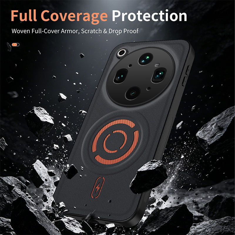 WANLONFENG for Oppo Find X9 Ultra 5G KJB Series Magnetic Case Tech Fabric Texture PC+TPU Shockproof Phone Cover