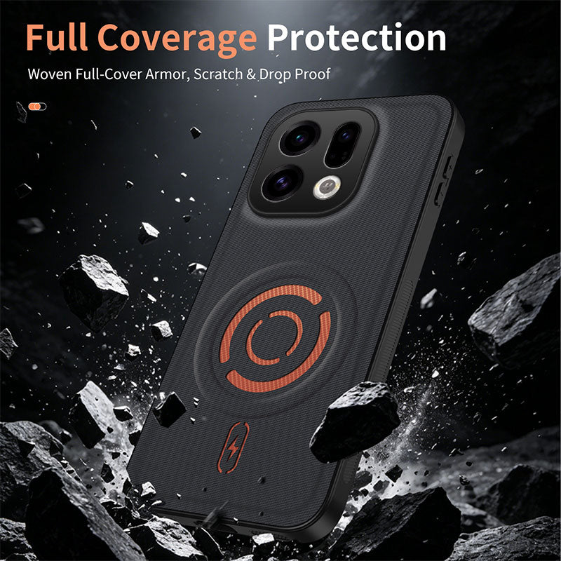 WANLONFENG til Oppo Find X9 5G KJB Series Magnetisk Cover Tech Fabric Texture PC+TPU Stødsikkert Telefoncover