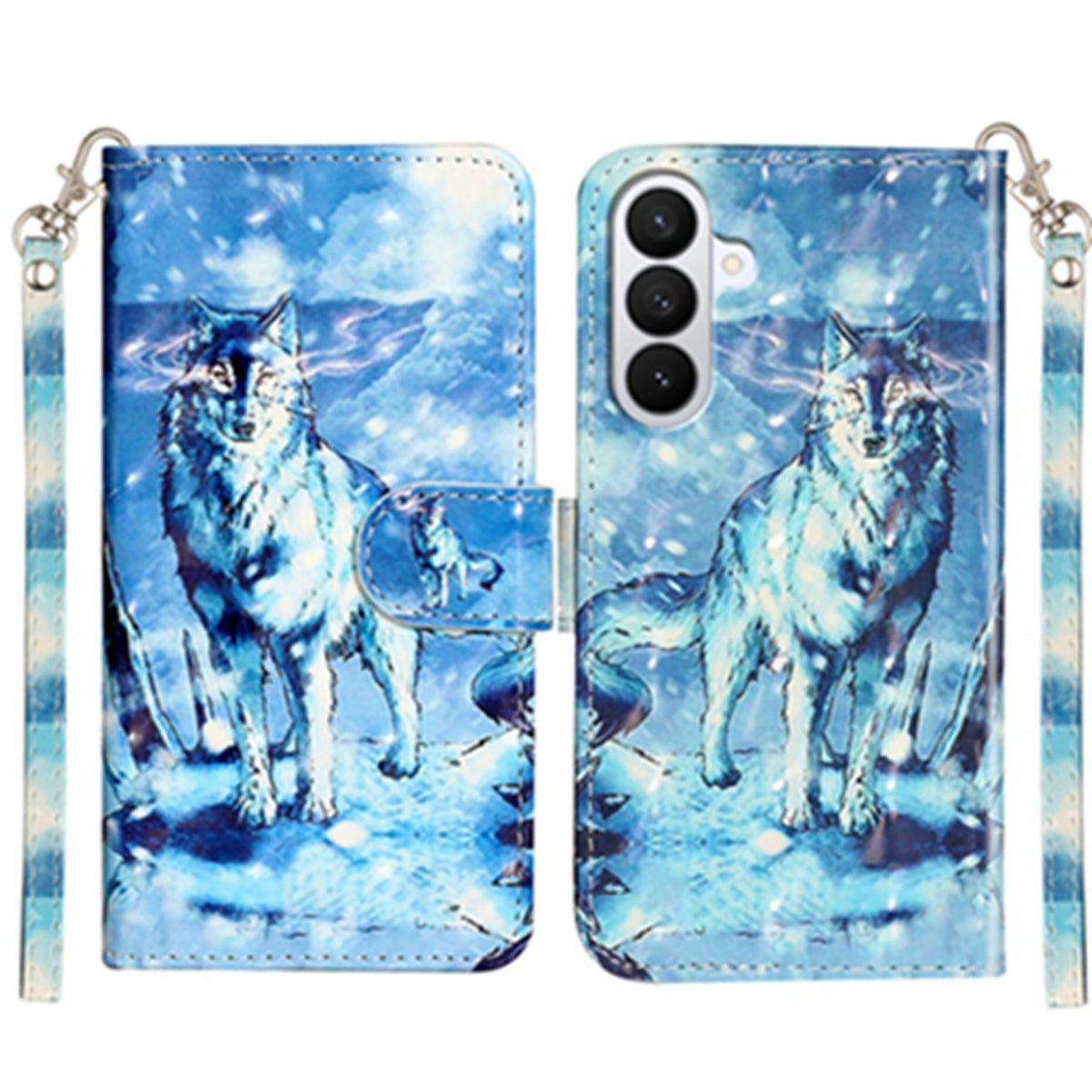 Samsung Galaxy S26 FE Plånboksfodral med 3D-mönster och tryck i läder med rem