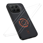 WANLONFENG for Xiaomi 15T Pro KJB1 Series Magnetic Case with 2Pcs Tempered Glass Screen Protector Tech Fabric Texture PC+TPU Phone Cover