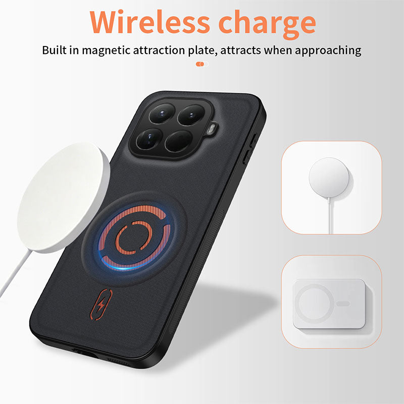 WANLONFENG for Xiaomi 15T Pro KJB1 Series Magnetic Case with 2Pcs Tempered Glass Screen Protector Tech Fabric Texture PC+TPU Phone Cover