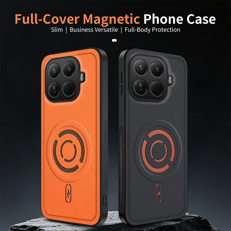 WANLONFENG for Xiaomi 15T Pro KJB1 Series Magnetic Case with 2Pcs Tempered Glass Screen Protector Tech Fabric Texture PC+TPU Phone Cover