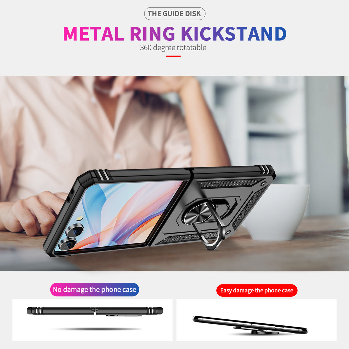 For Samsung Galaxy Z Flip8 Case PC + TPU Phone Cover with Kickstand