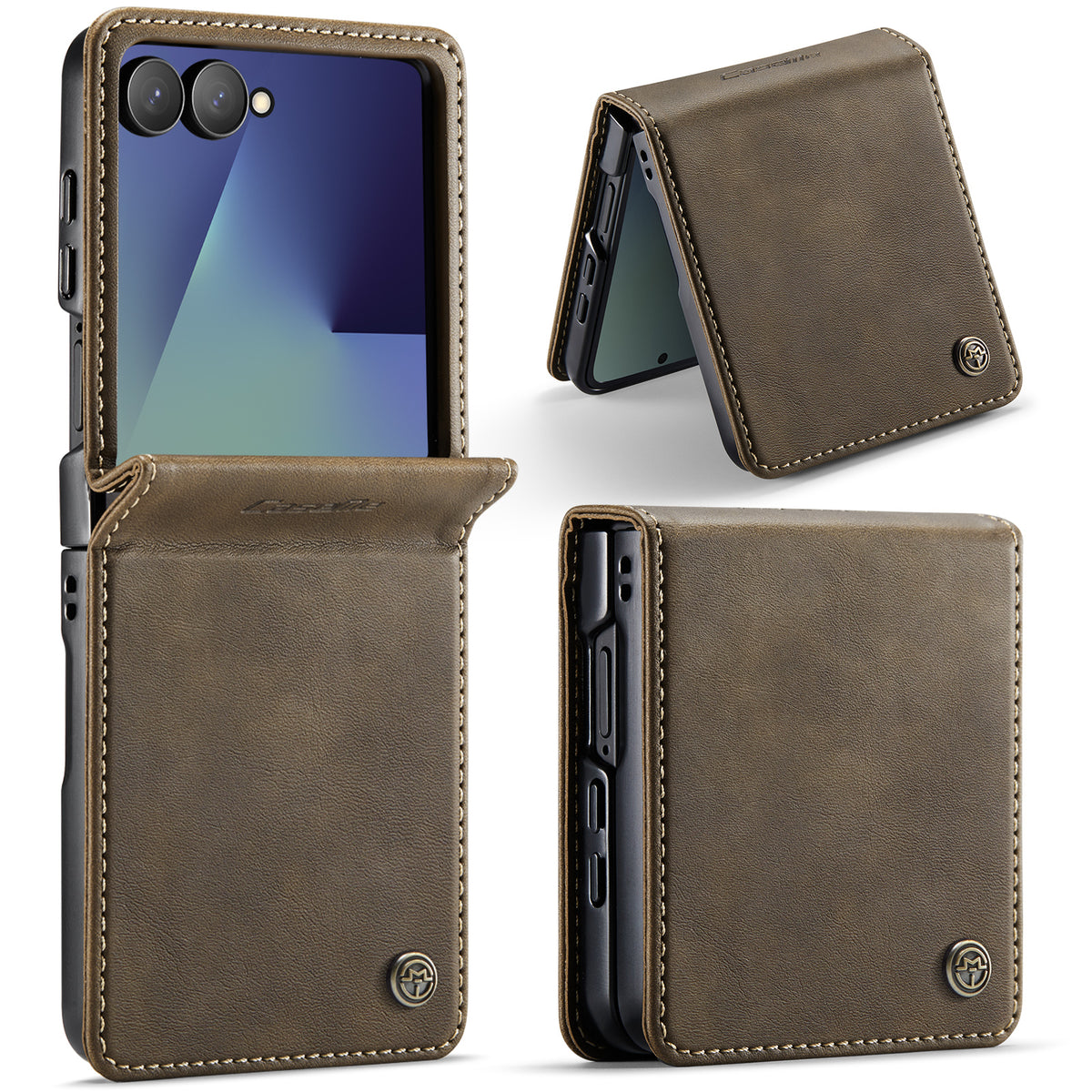 CASEME for Samsung Galaxy Z Flip8 Case 033 Series RFID Blocking Wallet Stand Calf Texture Leather Phone Cover