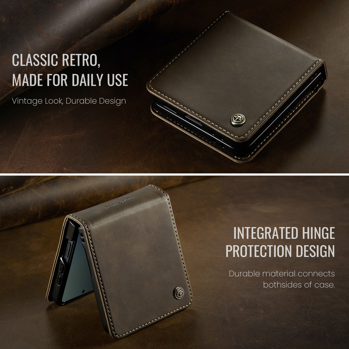 CASEME for Samsung Galaxy Z Flip8 Case 033 Series RFID Blocking Wallet Stand Calf Texture Leather Phone Cover