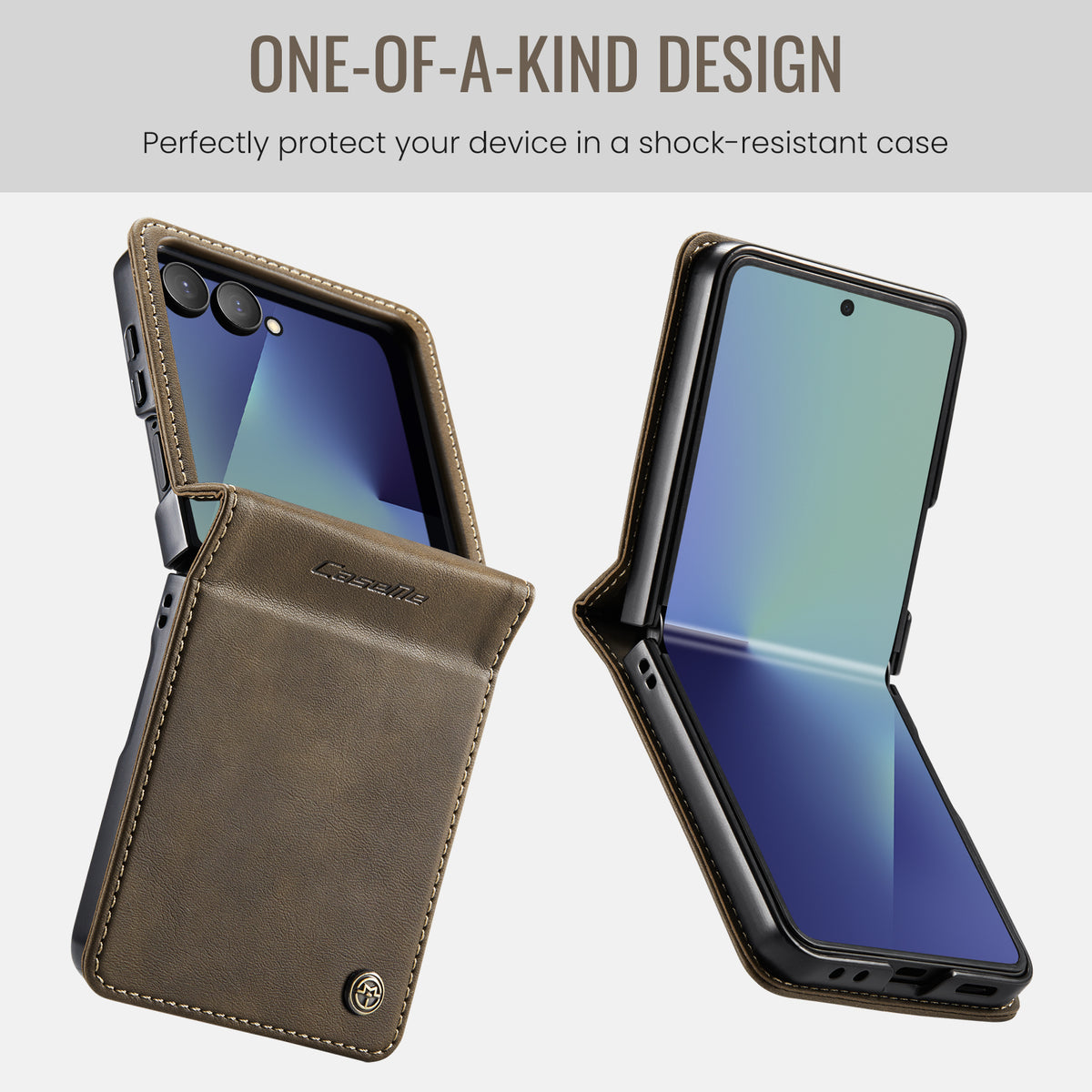 CASEME for Samsung Galaxy Z Flip8 Case 033 Series RFID Blocking Wallet Stand Calf Texture Leather Phone Cover