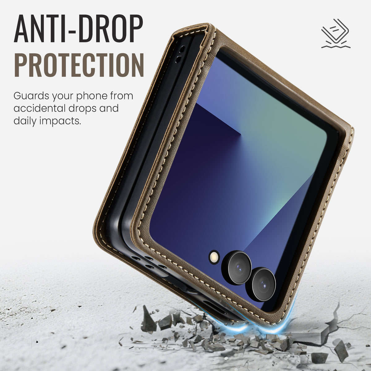 CASEME for Samsung Galaxy Z Flip8 Case 033 Series RFID Blocking Wallet Stand Calf Texture Leather Phone Cover