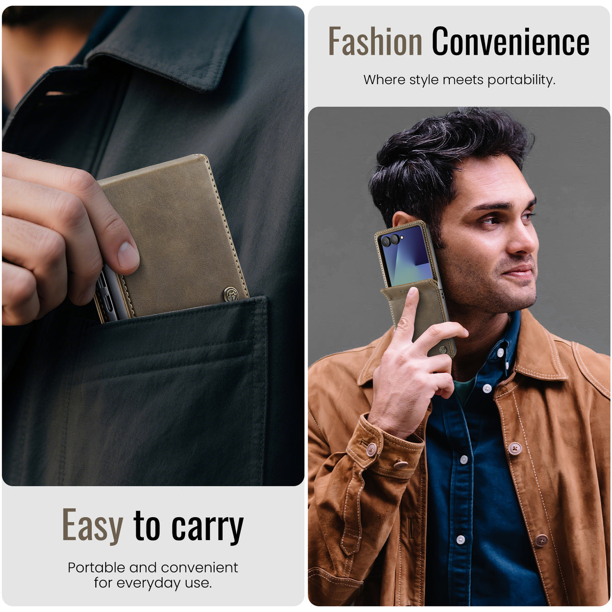 CASEME for Samsung Galaxy Z Flip8 Case 033 Series RFID Blocking Wallet Stand Calf Texture Leather Phone Cover