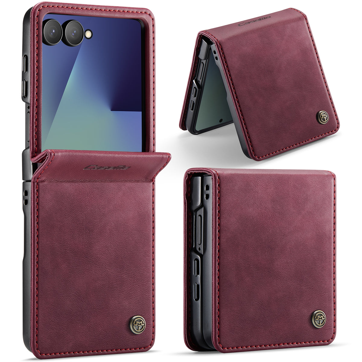 CASEME for Samsung Galaxy Z Flip8 Case 033 Series RFID Blocking Wallet Stand Calf Texture Leather Phone Cover