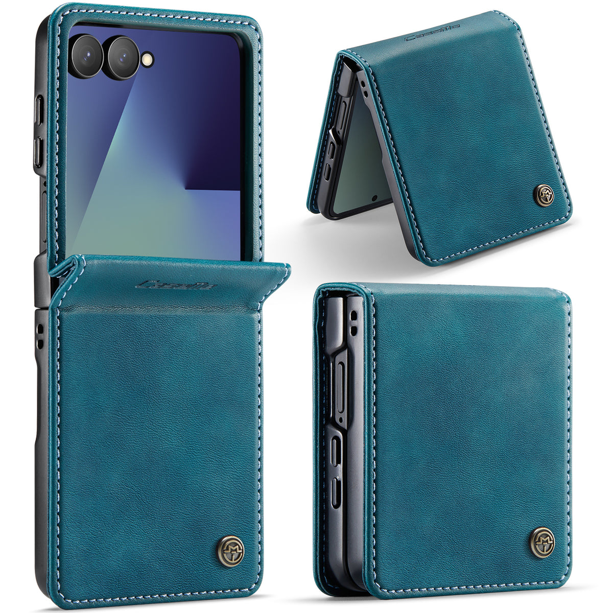 CASEME for Samsung Galaxy Z Flip8 Case 033 Series RFID Blocking Wallet Stand Calf Texture Leather Phone Cover