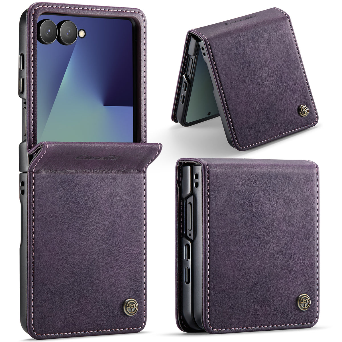 CASEME for Samsung Galaxy Z Flip8 Case 033 Series RFID Blocking Wallet Stand Calf Texture Leather Phone Cover