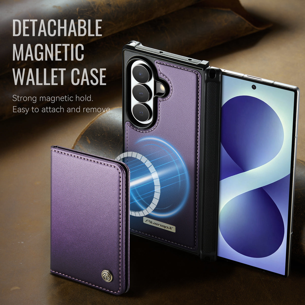 CASEME for Samsung Galaxy Z Fold8 Ultra Magnetic Case ME80 Series Leather PC TPU Phone Cover with Detachable Wallet