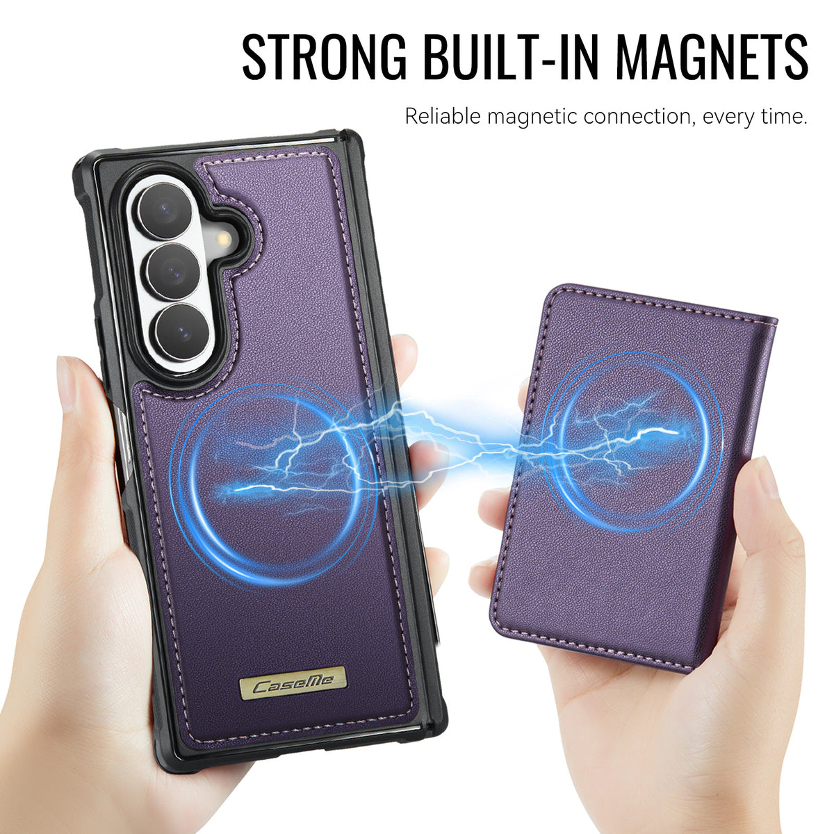 CASEME for Samsung Galaxy Z Fold8 Ultra Magnetic Case ME80 Series Leather PC TPU Phone Cover with Detachable Wallet