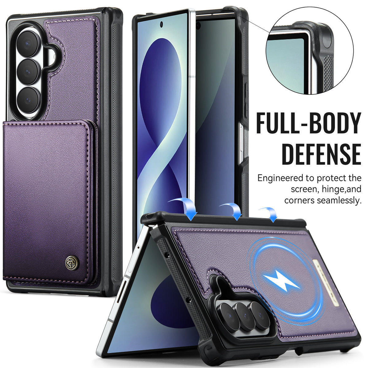 CASEME for Samsung Galaxy Z Fold8 Ultra Magnetic Case ME80 Series Leather PC TPU Phone Cover with Detachable Wallet