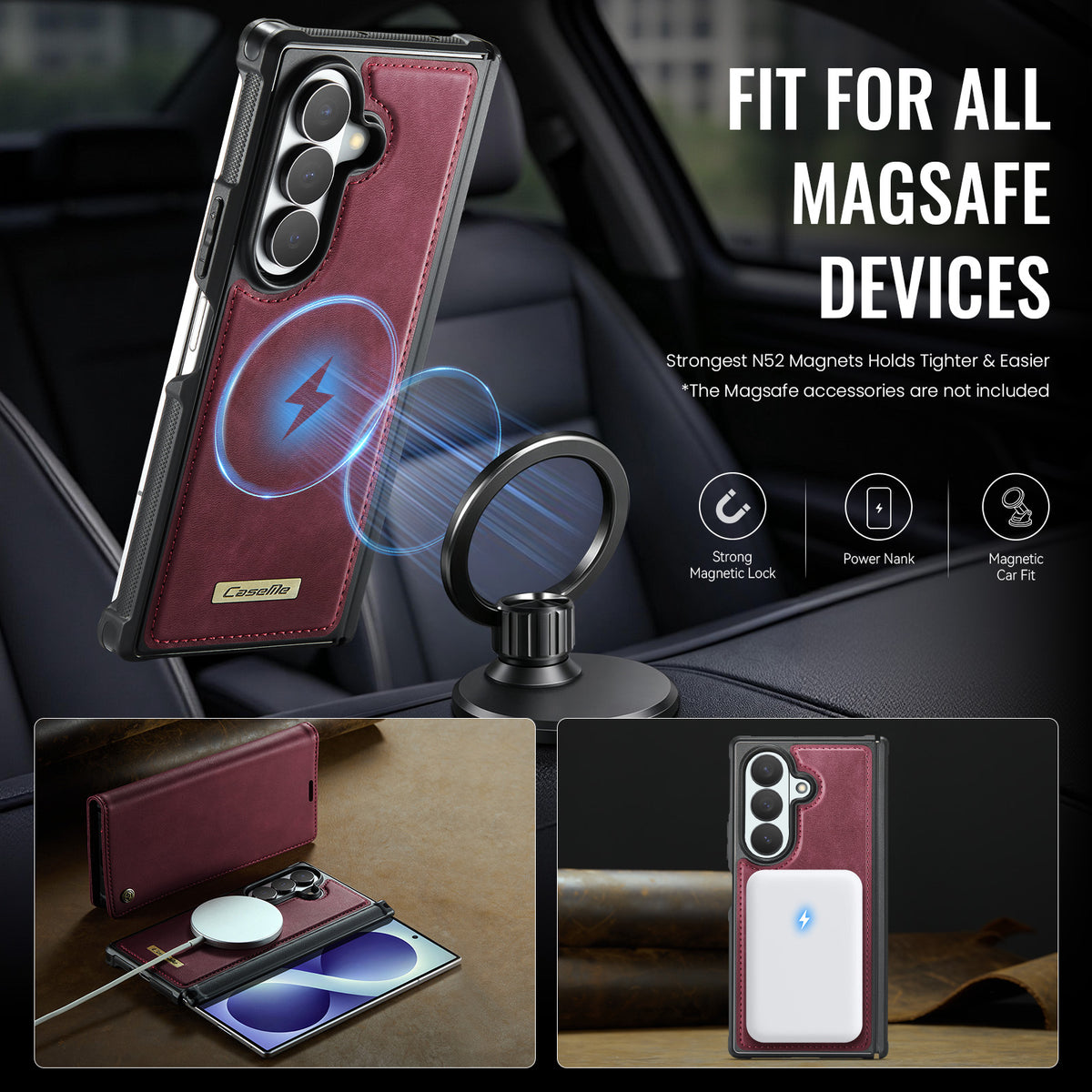 CASEME for Samsung Galaxy Z Fold8 Ultra Magnetic Case  C49 RFID Blocking Detachable Wallet Leather Phone Cover