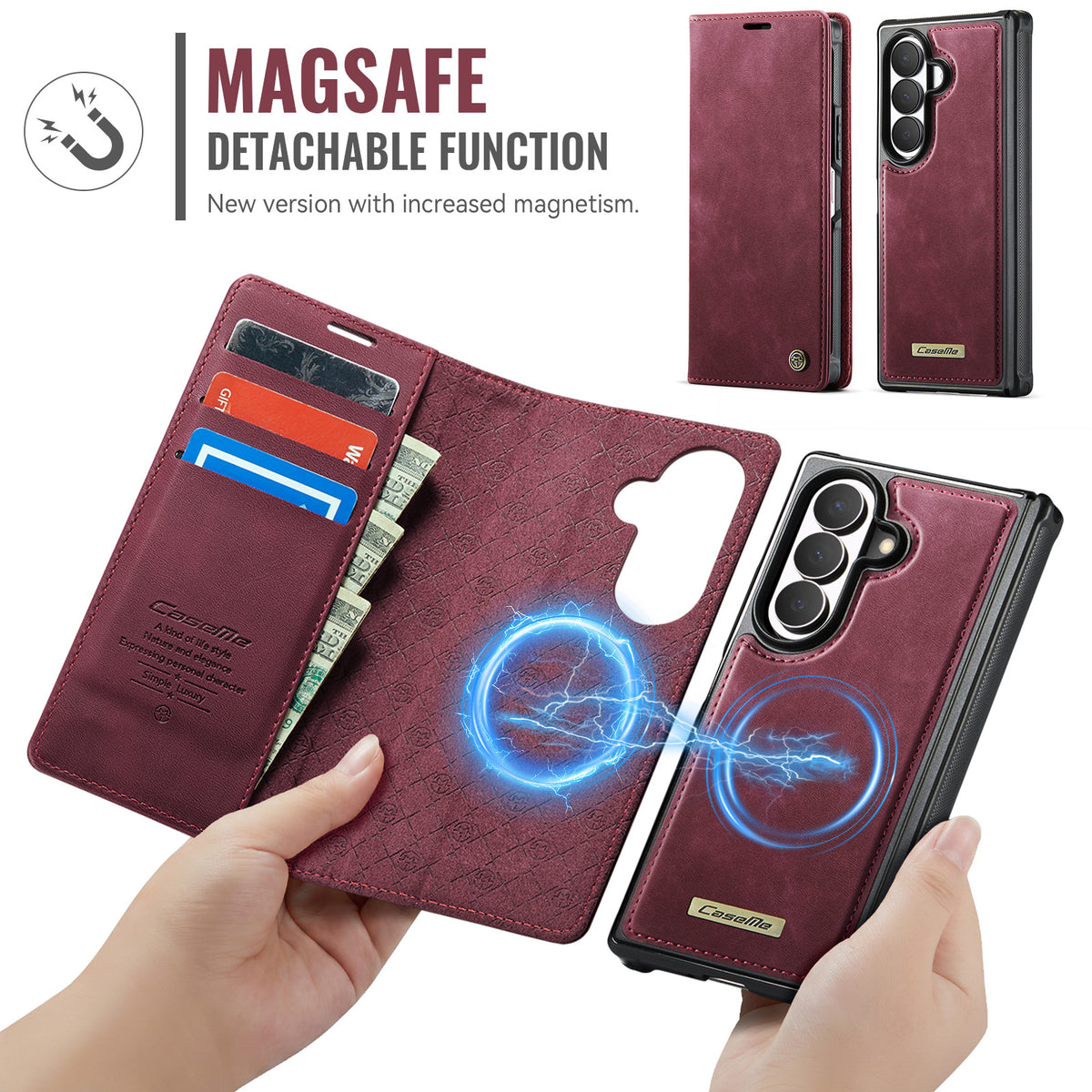 CASEME for Samsung Galaxy Z Fold8 Ultra Magnetic Case  C49 RFID Blocking Detachable Wallet Leather Phone Cover