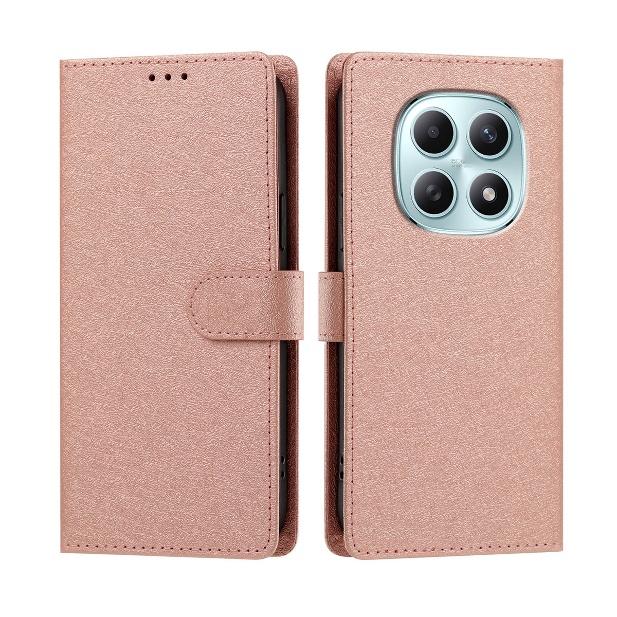 Xiaomi Poco M8 5G / Xiaomi Redmi Note 15 4G (Global) / Xiaomi Redmi Note 15 5G (Global) fodral Silkestextur PU-läder plånbok fällbart stativ mobilskal med handledsrem
