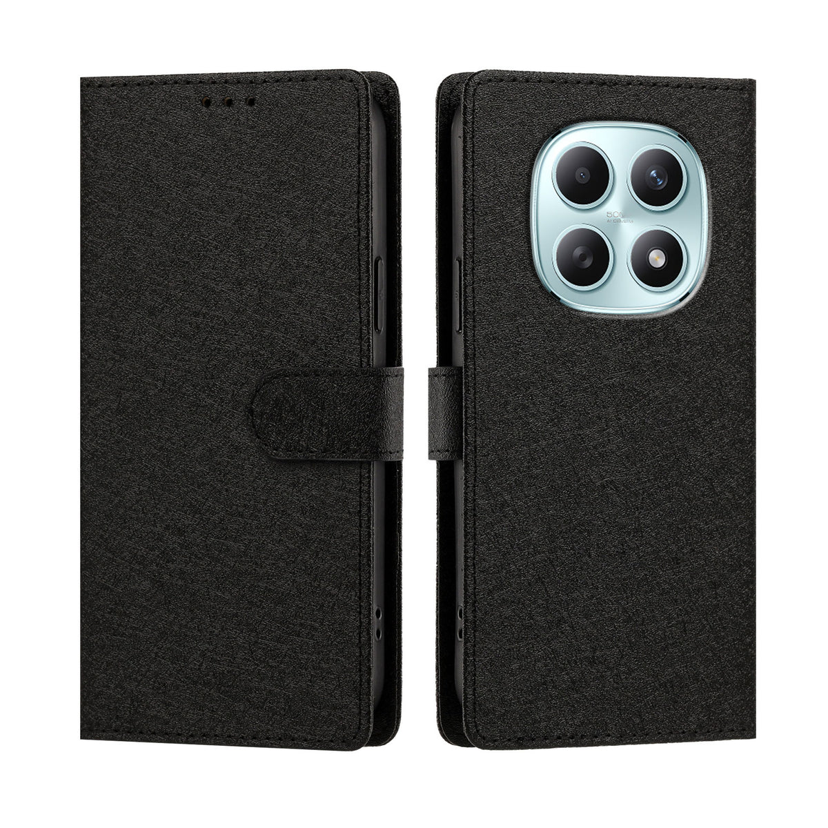 Xiaomi Poco M8 5G / Xiaomi Redmi Note 15 4G (Global) / Xiaomi Redmi Note 15 5G (Global) fodral Silkestextur PU-läder plånbok fällbart stativ mobilskal med handledsrem