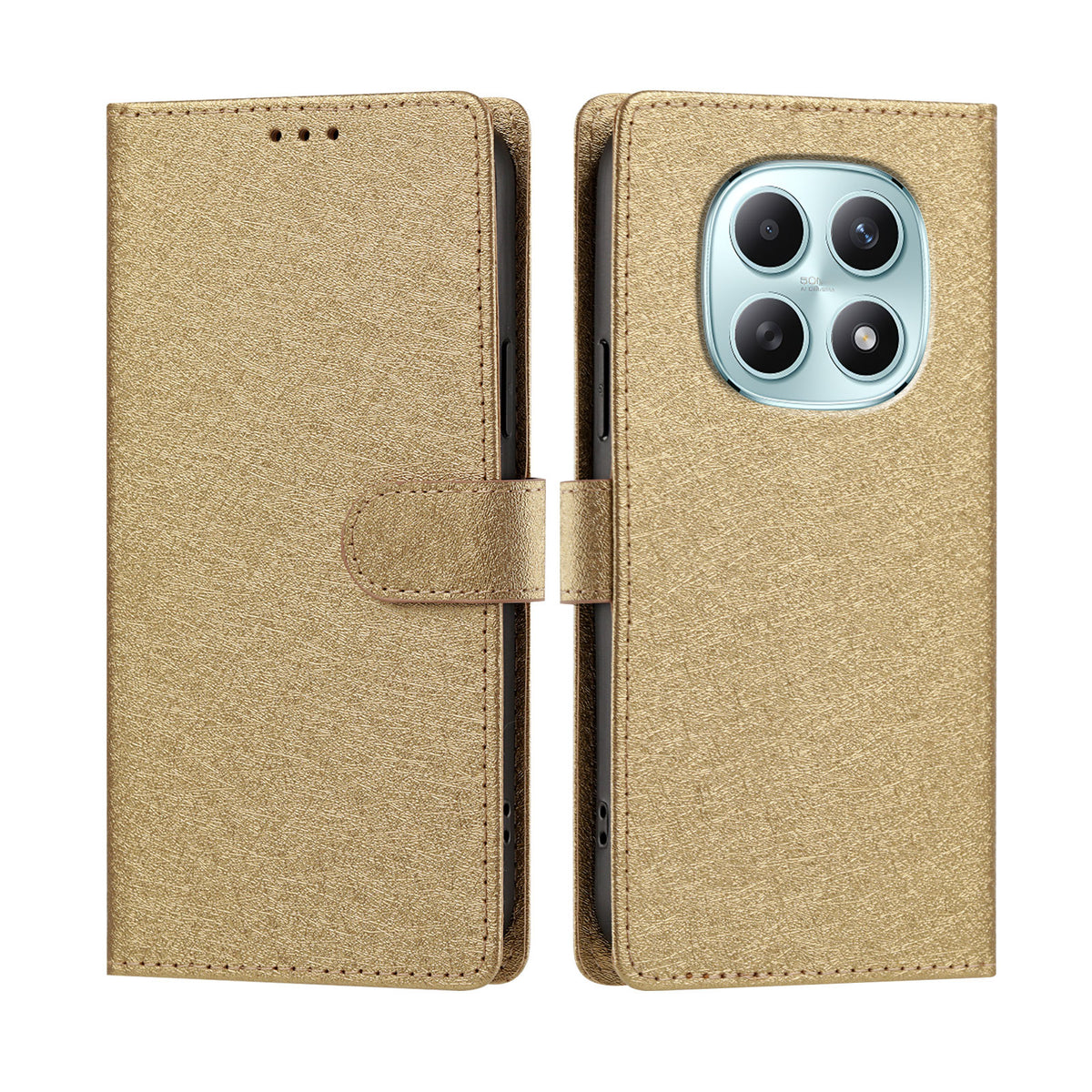 Xiaomi Poco M8 5G / Xiaomi Redmi Note 15 4G (Global) / Xiaomi Redmi Note 15 5G (Global) fodral Silkestextur PU-läder plånbok fällbart stativ mobilskal med handledsrem