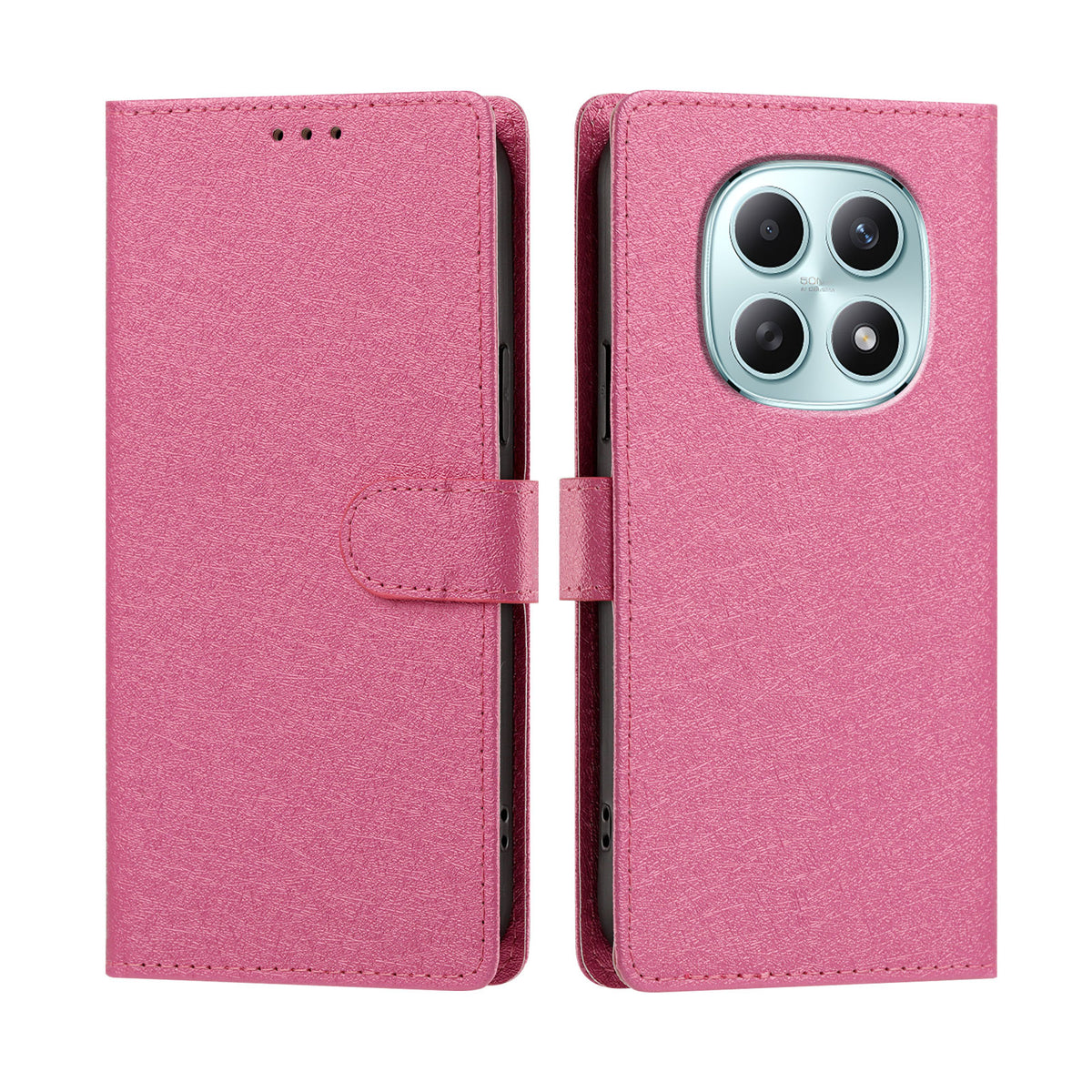 Xiaomi Poco M8 5G / Xiaomi Redmi Note 15 4G (Global) / Xiaomi Redmi Note 15 5G (Global) fodral Silkestextur PU-läder plånbok fällbart stativ mobilskal med handledsrem