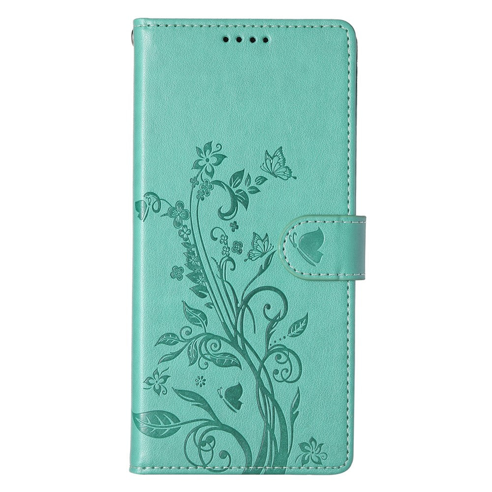 For Xiaomi Redmi 17 4G  /  Redmi 17 5G Wallet Case Butterfly Floral Imprint PU Leather Phone Cover with Wrist Strap