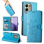 For Xiaomi Redmi 17 4G  /  Redmi 17 5G Wallet Case Butterfly Floral Imprint PU Leather Phone Cover with Wrist Strap