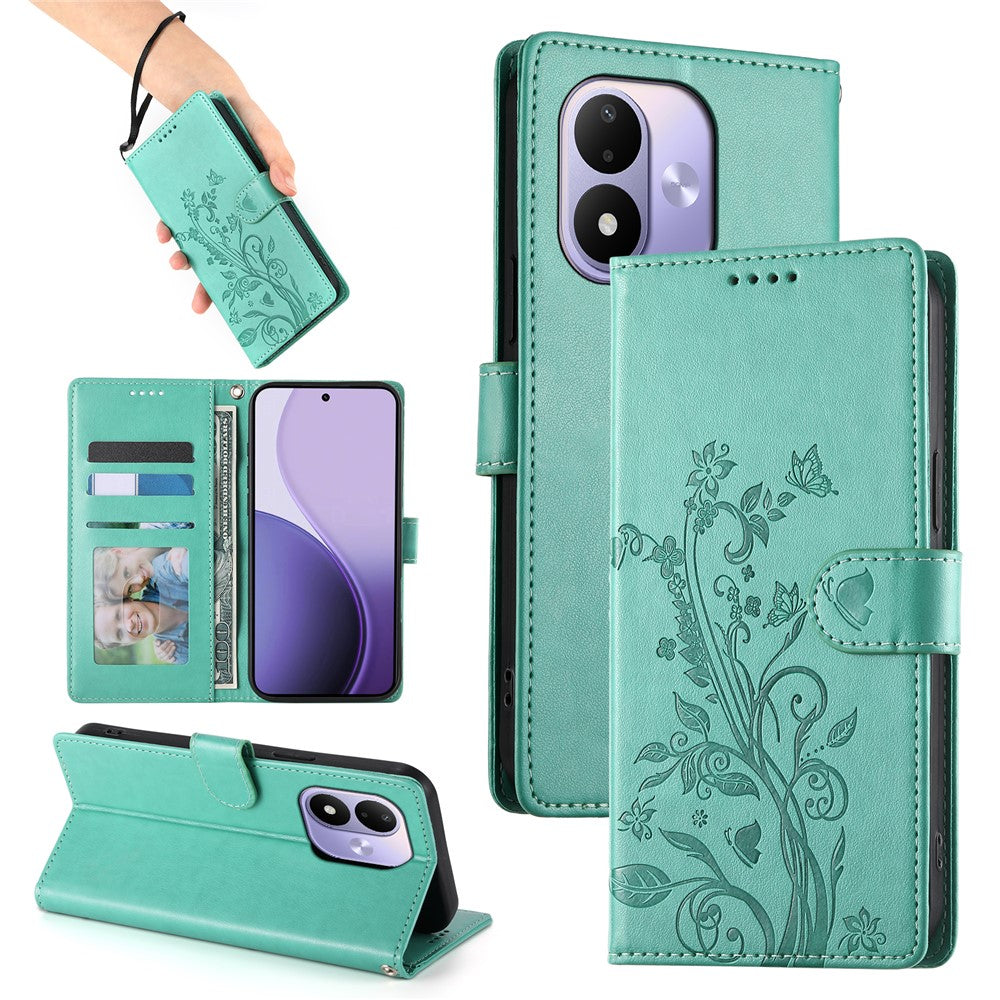 Xiaomi Redmi Note 17 4G (Global) / Note 17 5G (Global) / Note 17 (Indien/Kina) 5G Plånboksfodral PU-läder med fjärilsmönster och handledsrem