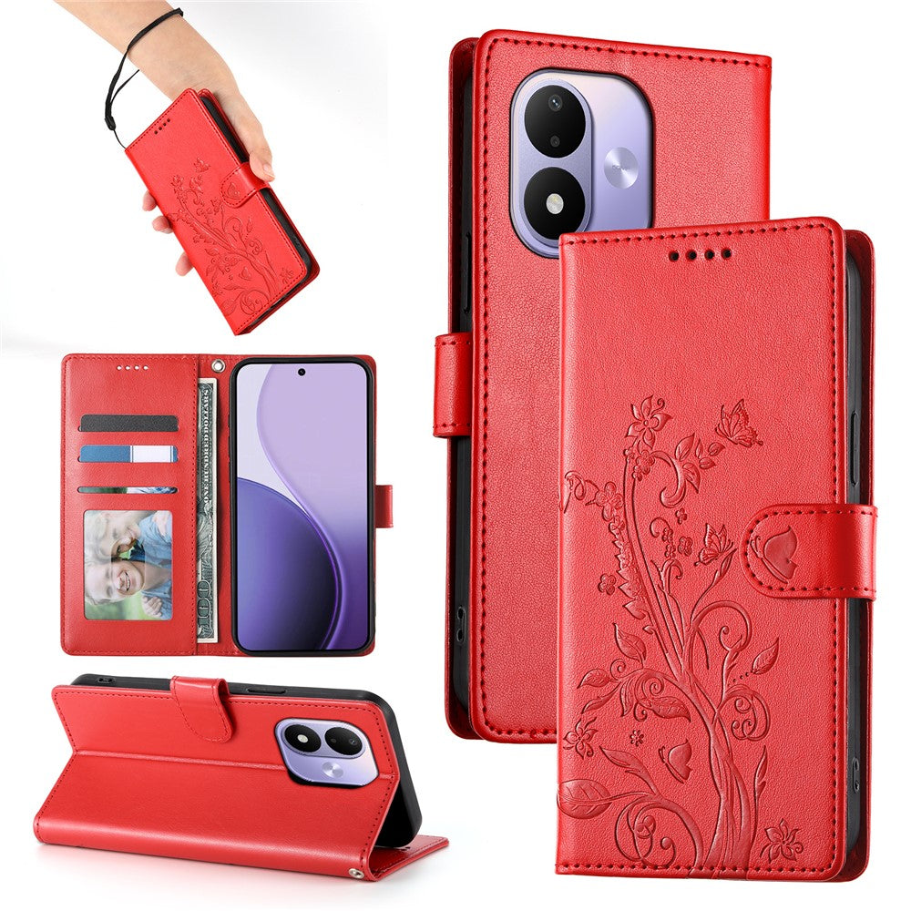 Xiaomi Redmi Note 17 4G (Global) / Note 17 5G (Global) / Note 17 (Indien/Kina) 5G Plånboksfodral PU-läder med fjärilsmönster och handledsrem