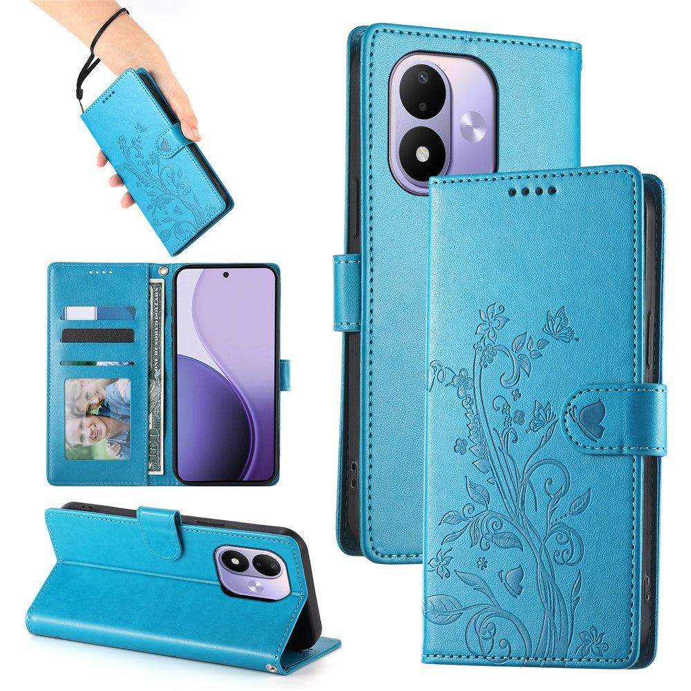 Xiaomi Redmi Note 17 4G (Global) / Note 17 5G (Global) / Note 17 (Indien/Kina) 5G Plånboksfodral PU-läder med fjärilsmönster och handledsrem