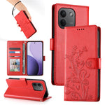 Xiaomi Redmi Note 17 Pro Max 5G plånboksfodral i PU-läder med fjärilsblommor och handledsrem