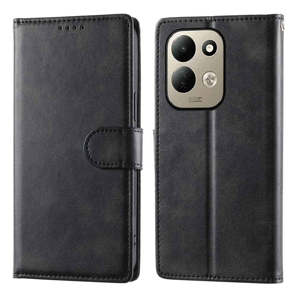 For Xiaomi Redmi 17 4G  /  Redmi 17 5G Case Stand Wallet Calf Texture PU Leather Flip Phone Cover with Wrist Strap