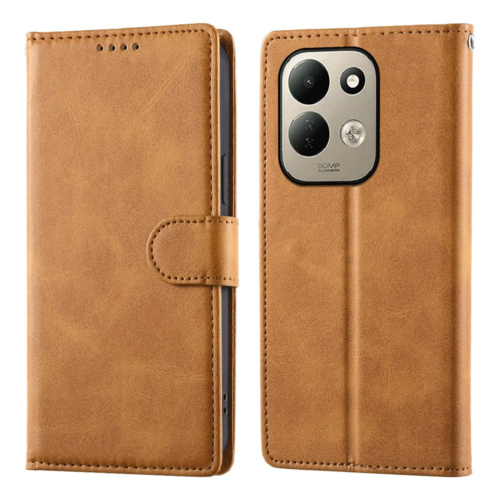For Xiaomi Redmi 17 4G  /  Redmi 17 5G Case Stand Wallet Calf Texture PU Leather Flip Phone Cover with Wrist Strap