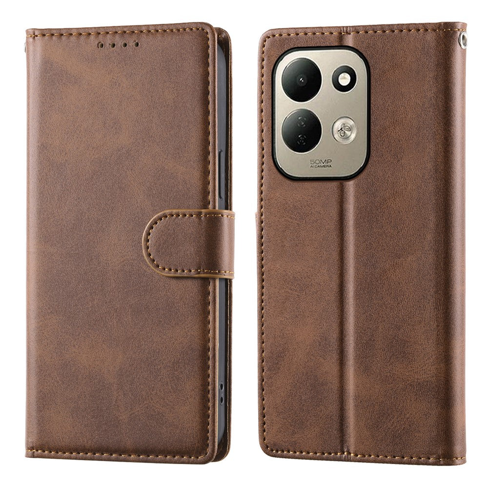 For Xiaomi Redmi 17 4G  /  Redmi 17 5G Case Stand Wallet Calf Texture PU Leather Flip Phone Cover with Wrist Strap